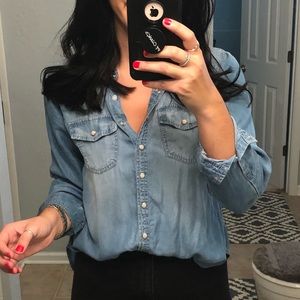 Denim Button Down with Back Slit